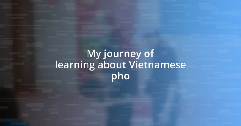 My journey of learning about Vietnamese pho