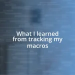 What I learned from tracking my macros