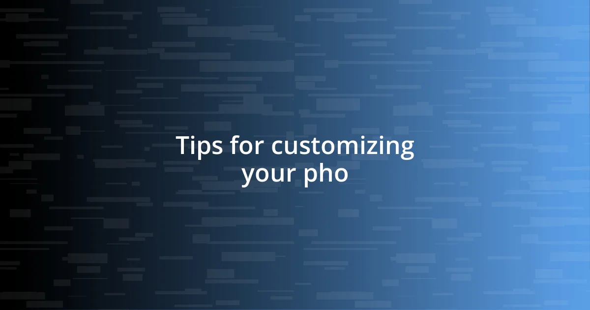 Tips for customizing your pho